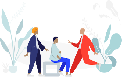 three people finding zen at botanical garden